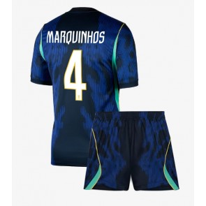 Brasilien Marquinhos #4 Udebanetrøje Børn VM 2026 Kortærmet (+ Korte bukser)